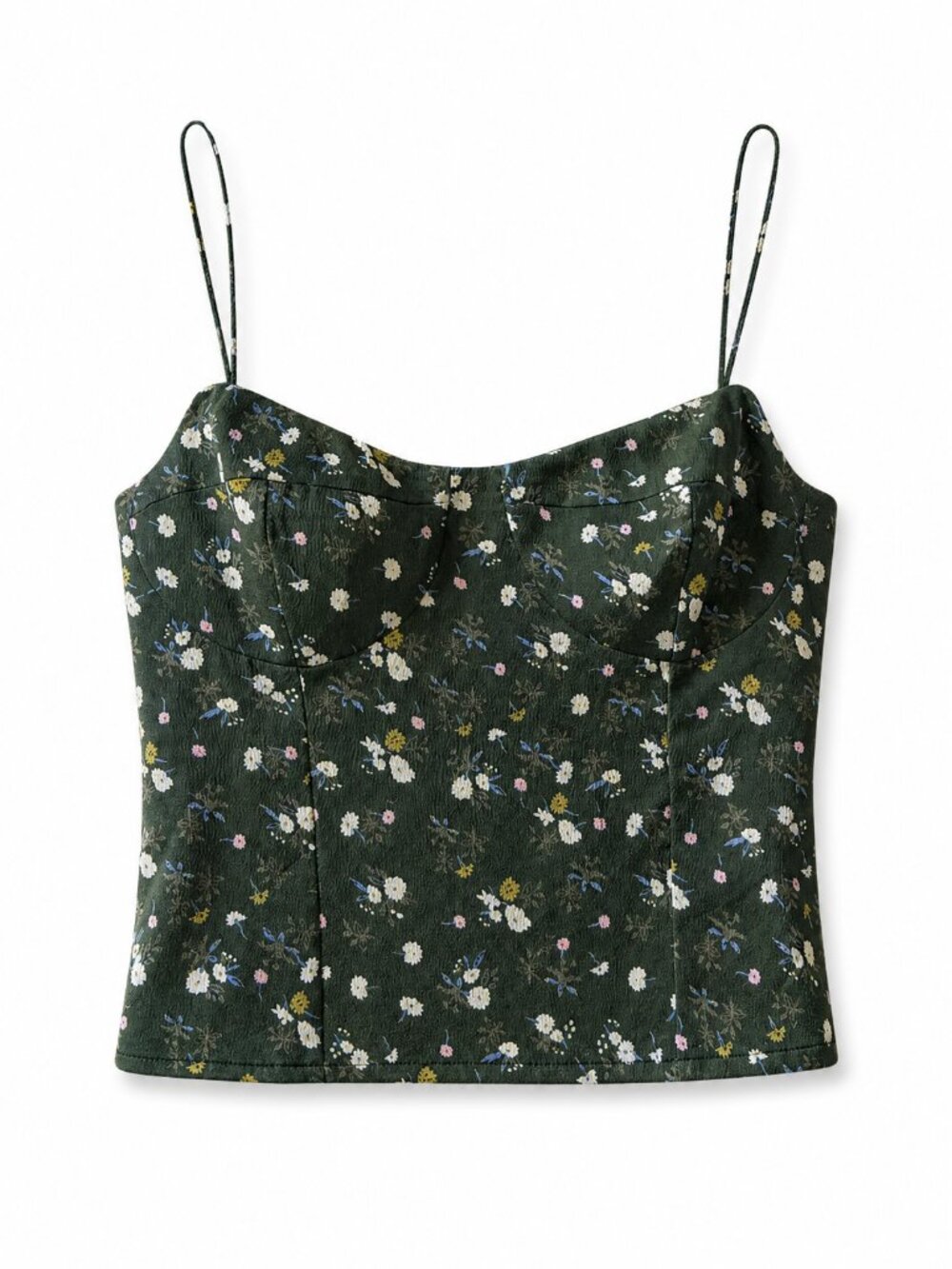 Kourt Green Floral Corset Camisole Top XS